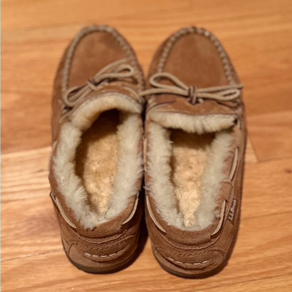Cozy Brown Suede L.L. Bean Moccasin Slippers
